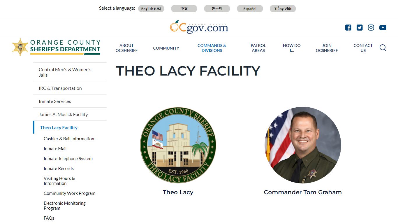 Theo Lacy Facility | Orange County, California - Sheriff's ...