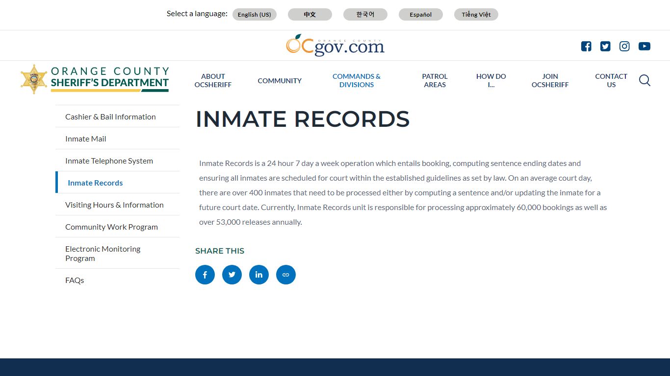 Inmate Records | Orange County, California - Sheriff's ...