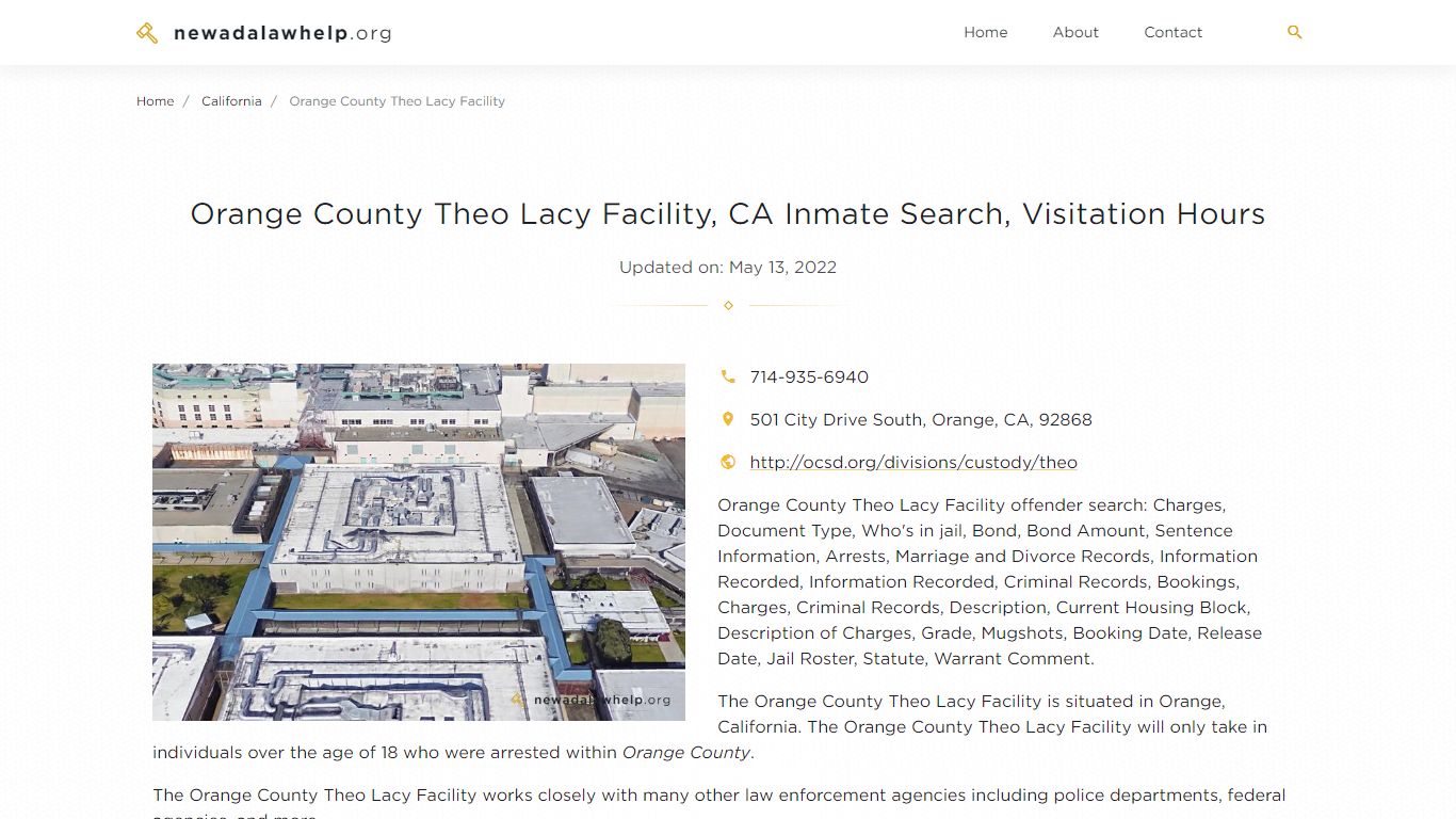 Orange County Theo Lacy Facility, CA Inmate Search ...